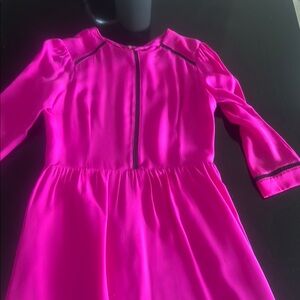 Vibrant Pink Dress with Black Trim